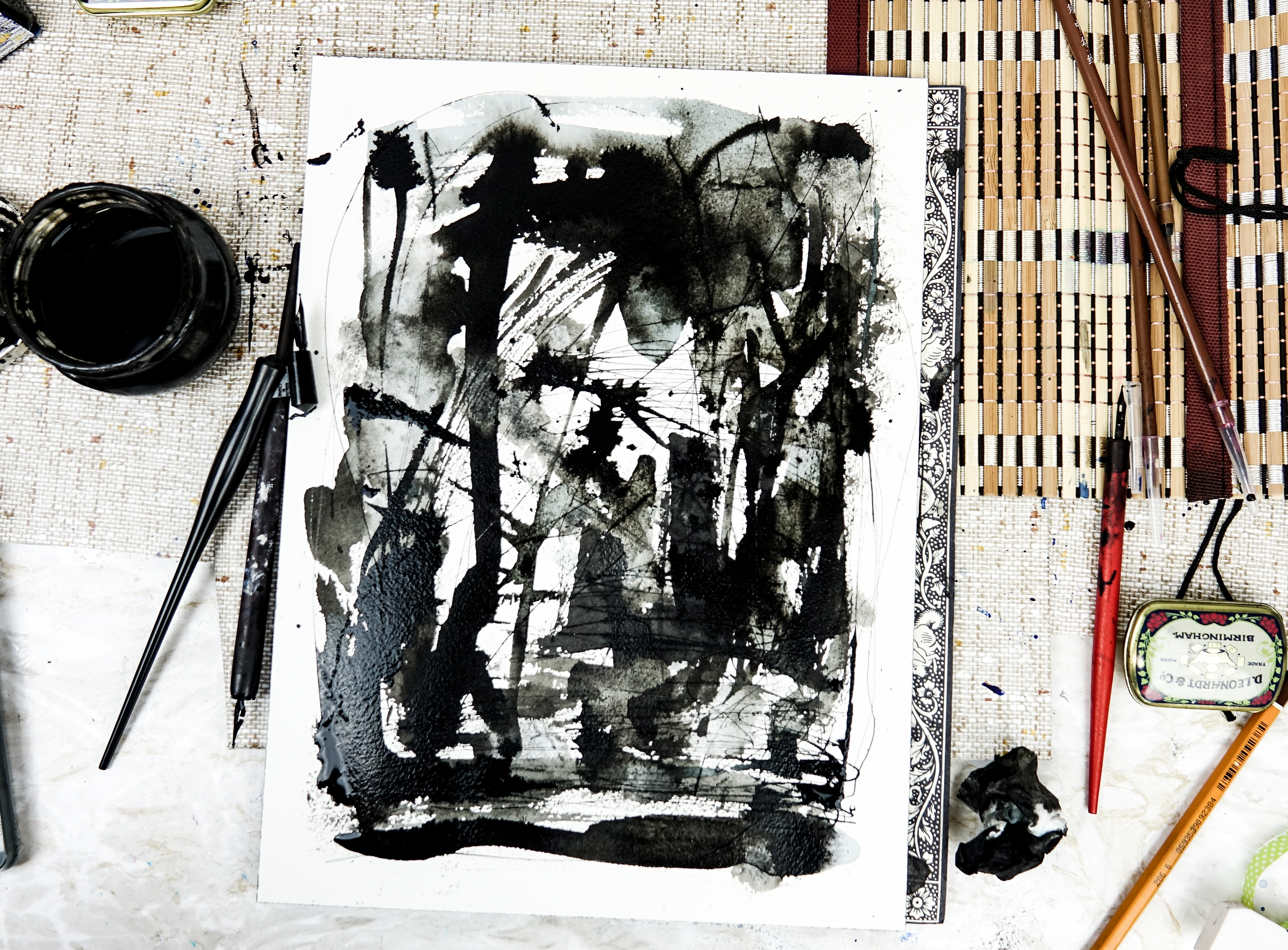 PORT PIECES: Abstract Ink landscape, Ella Johnston